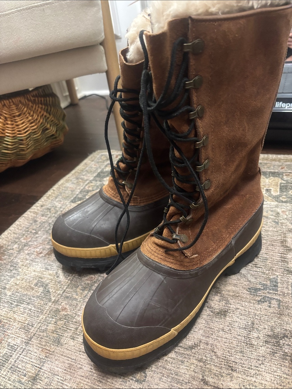 Sorel Brown and Dark Brown Waterproof Lace-Up Winter Boots
